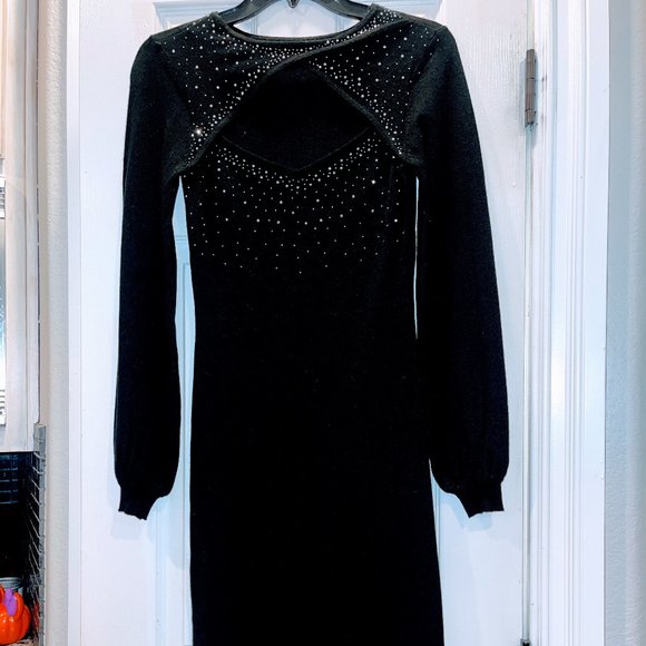 BEBE Black Sweater Dress with Keyhole cut out. Size Medium - Picture 4 of 6